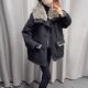 高级感人造毛拼接中长款 派克服外套女2025年冬季 宽松加厚保暖大衣