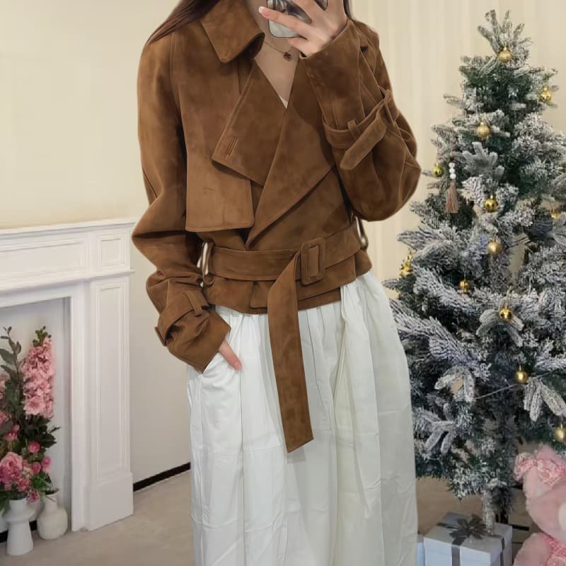 新年战袍复古风翻领鹿皮绒外套女秋季设计感休闲百搭显瘦夹克上衣,女装/女士精品,短外套,淘宝优惠券,粉丝福利购,淘宝优惠卷