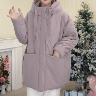 新年战袍棉衣冬装新款女装休闲连帽宽松显瘦棉服外套设计工装2026
