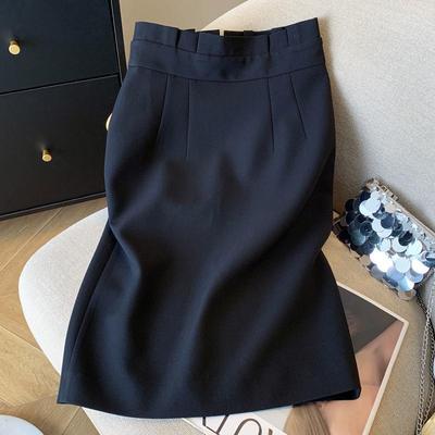 都市通勤百搭开叉半身裙女拉链高级设计感包臀职业西装裙2025春季