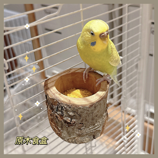 鹦鹉食盒天然果木食碗盆粮食盒子食槽虎皮牡丹玄凤仓鼠啃咬玩具