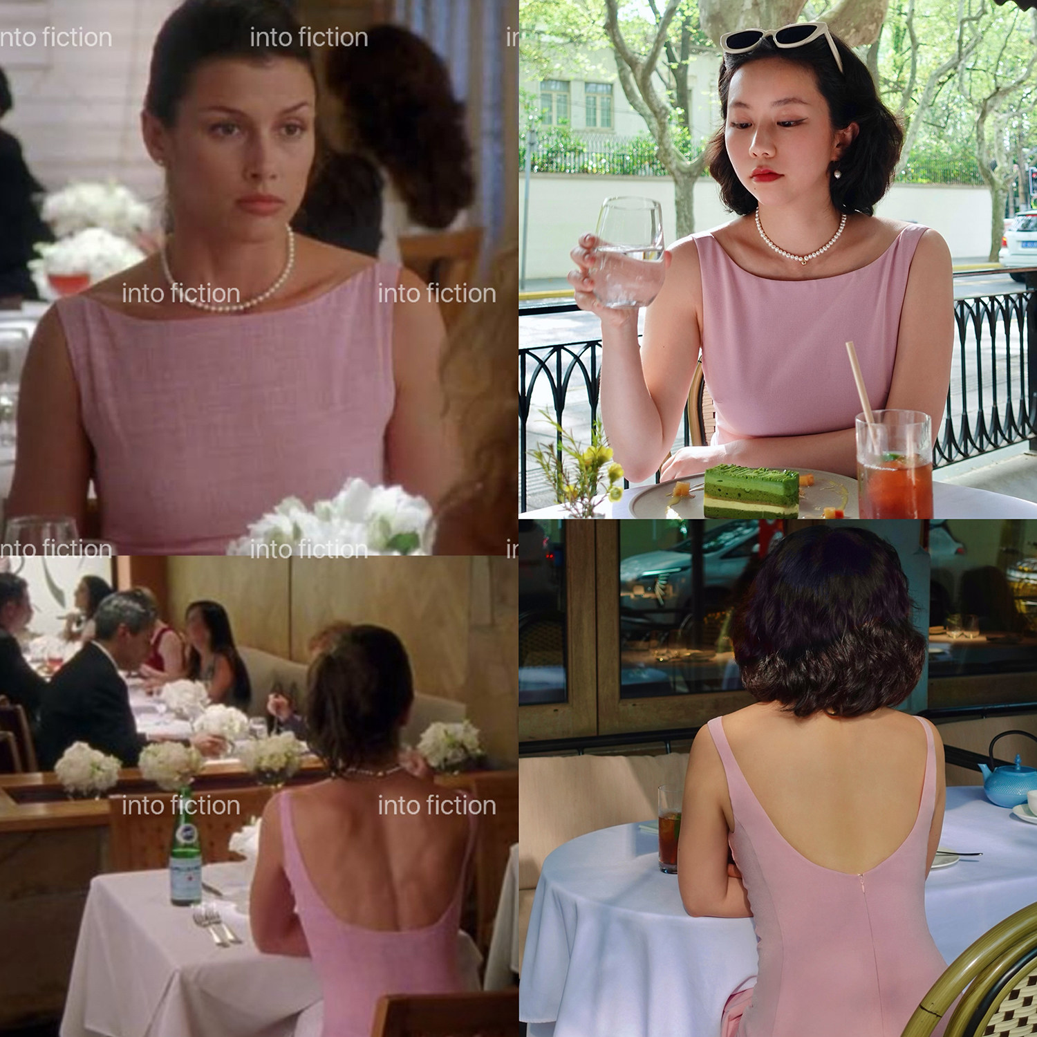 Into Fiction 欲望都市Natasha高级醋酸面料粉色露背修身连衣裙,女装/女士精品,连衣裙,淘宝优惠券,粉丝福利购,淘宝优惠卷