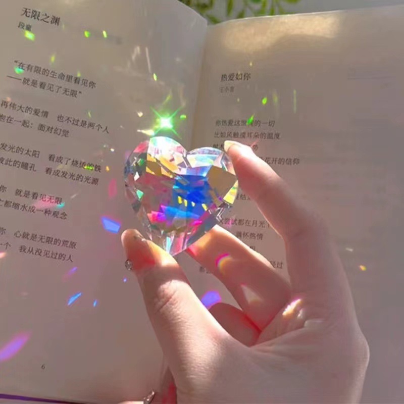 阳光捕手爱心七彩玻璃挂饰