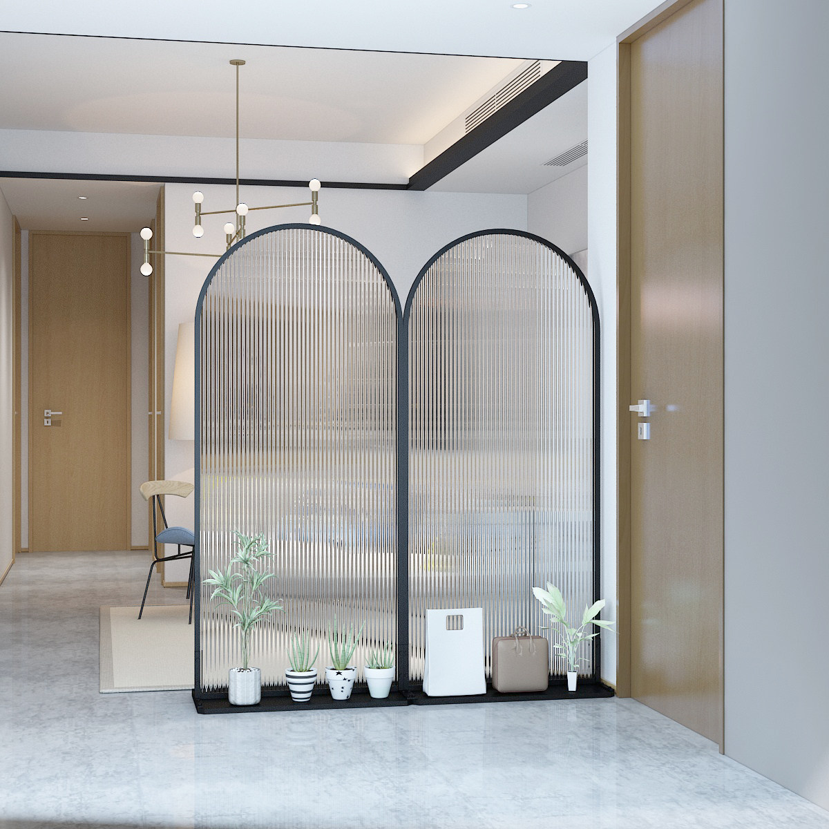 简约现代客厅长虹玻璃屏风入户可移动隔断玄关卧室遮挡家用半墙