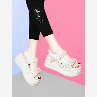 子厚底坡跟平底外穿沙滩鞋 运动凉鞋 老爹松糕鞋 女2025年夏新款 时尚