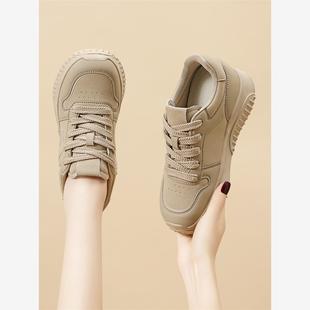 高级感高帮鞋女2025秋季新款软底运动女鞋配裙子松糕厚底防滑板鞋