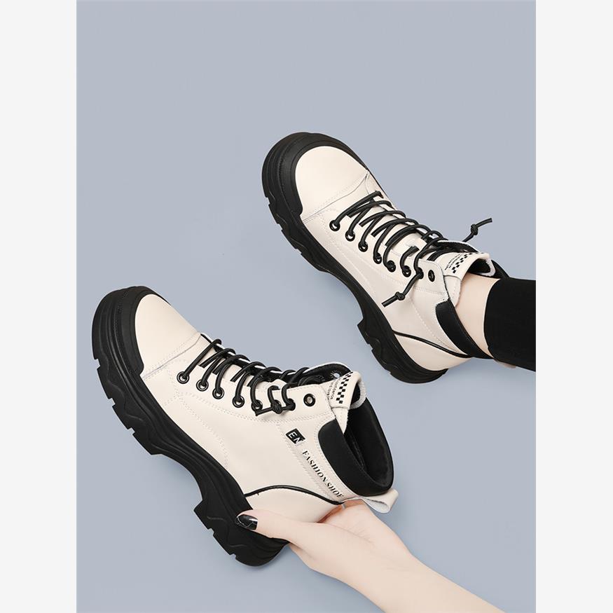 新款小短靴女鞋瘦瘦靴白色气质2025冬季加绒高跟春秋粗跟软皮单靴