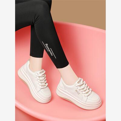 真皮厚底小白鞋子女2025