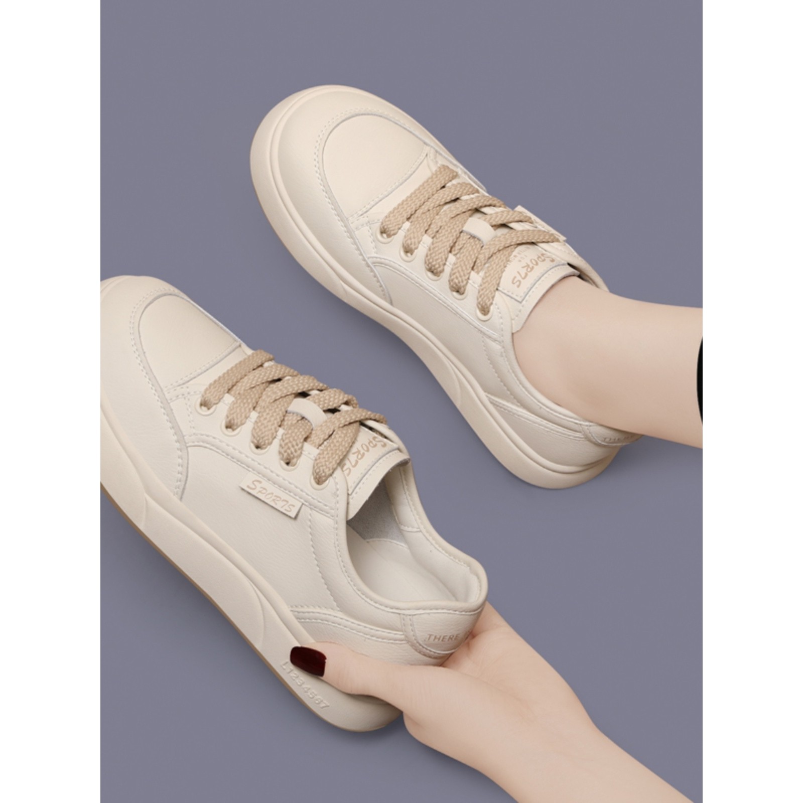 软底小白鞋女百搭春秋平底鞋圆头系带休闲鞋2025新款厚底运动单鞋,女鞋,休闲板鞋,淘宝优惠券,粉丝福利购,淘宝优惠卷