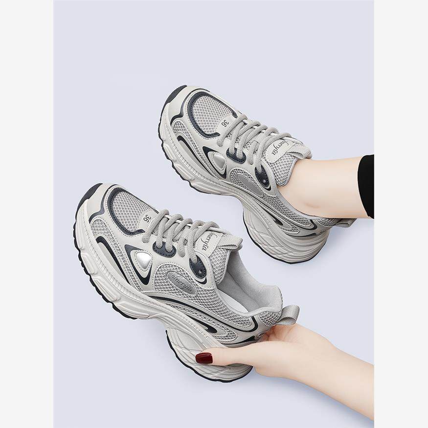 2025新款夏季厚底网面色透气老爹鞋女款休闲运动鞋增高百搭妈妈鞋