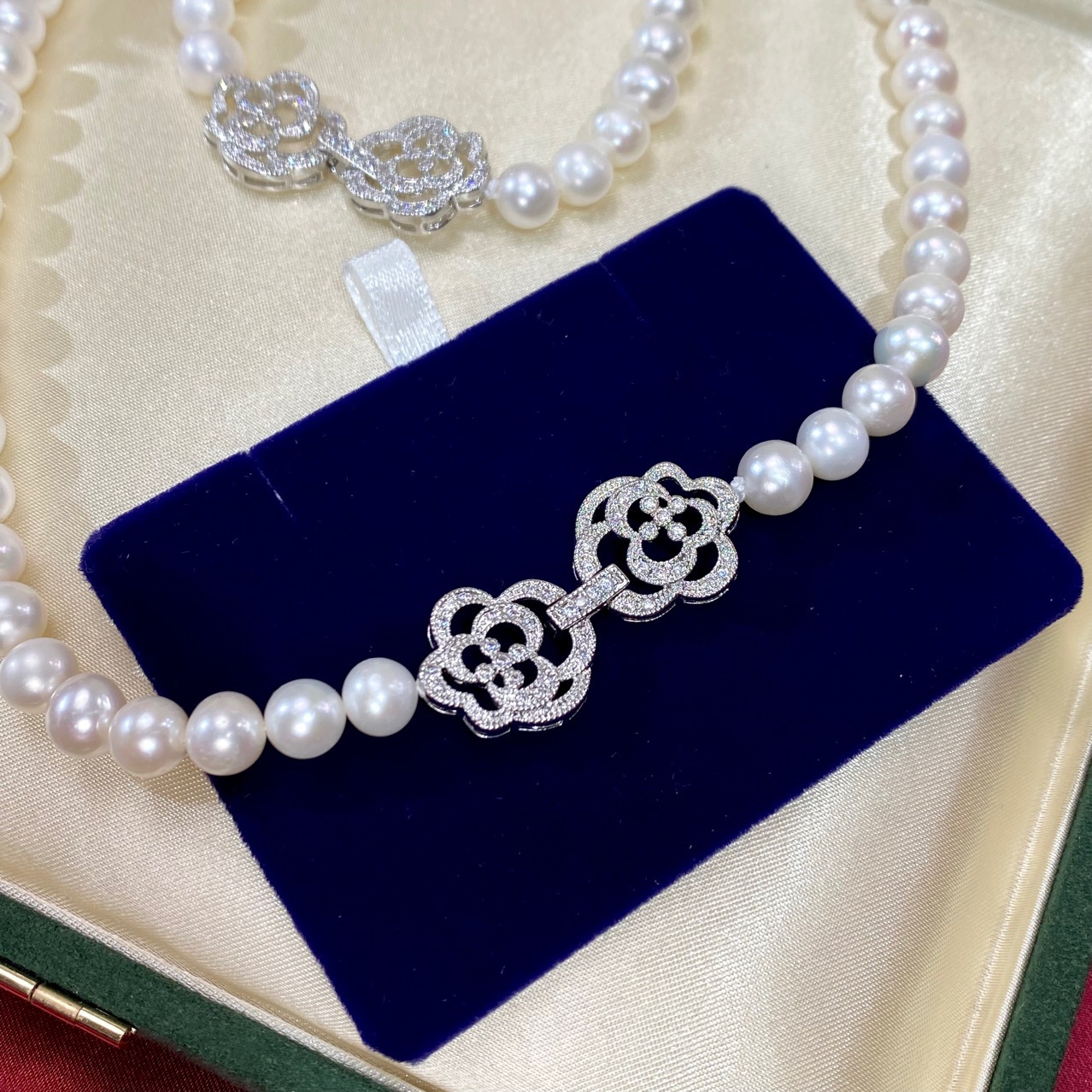 淡水珍珠项链女送妈妈款山茶花颈链套装正品天然母亲节女王节礼物