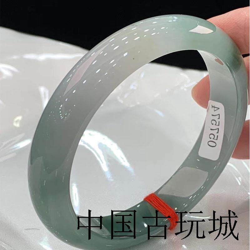 缅甸翡翠手镯高端冰糯种油青飘花玉镯子正圈贵妃送女生款新年礼物