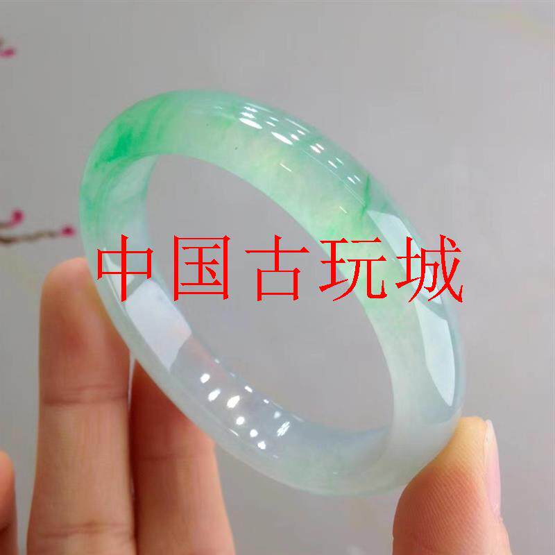 缅甸冰种翡翠色玉石手镯满绿春彩油青年轻少女款翡翠玉手镯子送礼