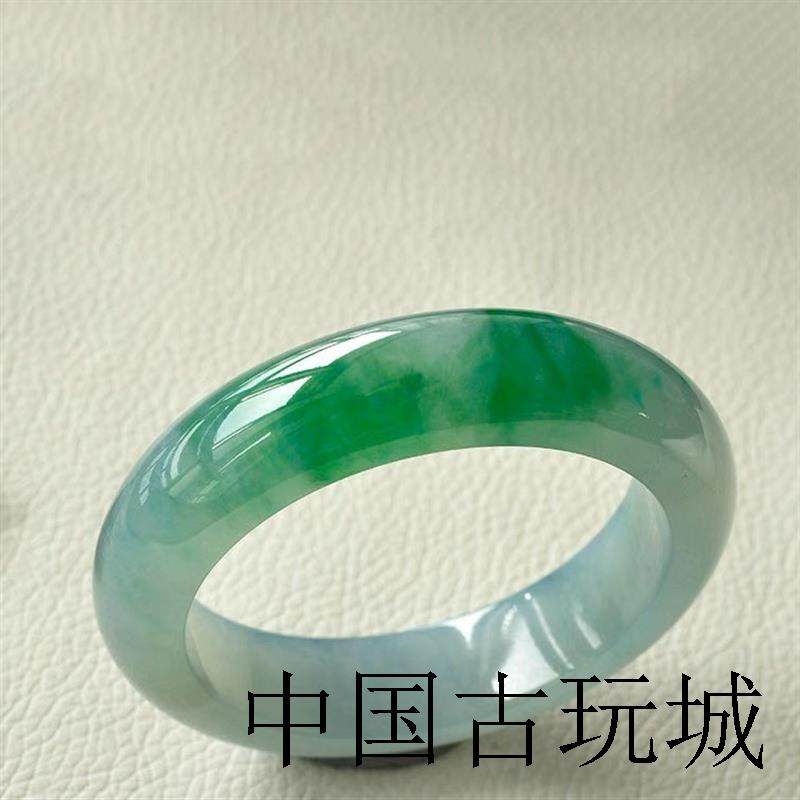 缅甸老坑翡翠色手镯冰种飘绿玉手镯正圈阳绿手镯女贵妃镯宽条送礼