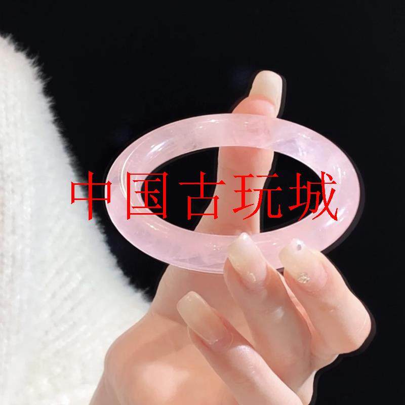 收藏级缅甸老坑翡翠色冰种淡粉色草莓晶手镯蜜桃冻芙蓉石粉晶玉镯