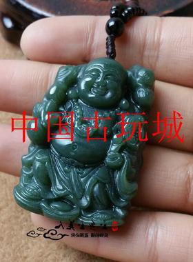 新疆和田玉佛挂件羊脂青玉添福加寿如意站佛女款籽料大肚笑佛吊坠