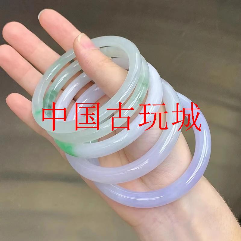冰种翡翠色叮当美人镯细圆条阳绿飘花贵妃镯白底青高级感百搭玉镯