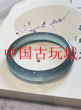 高冰种库里蓝玛瑙玉髓手镯转运冰透扁条玉镯饰品送亲友送礼品处理
