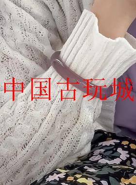 高冰种烟紫色玛瑙玉髓手镯高冰透水润晴水正圈帝王紫玉镯女款送礼