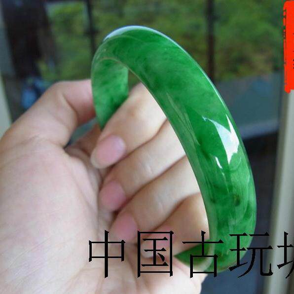 翡翠色冰糯种满绿手镯女款未镶嵌祖母绿精品百搭气质款干青玉镯子