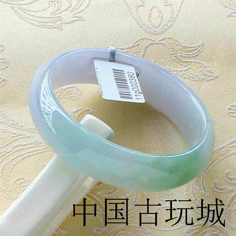 冰种缅甸老坑翡翠色手镯糯种阳绿白底青玉镯子正圈贵妃镯高档女款