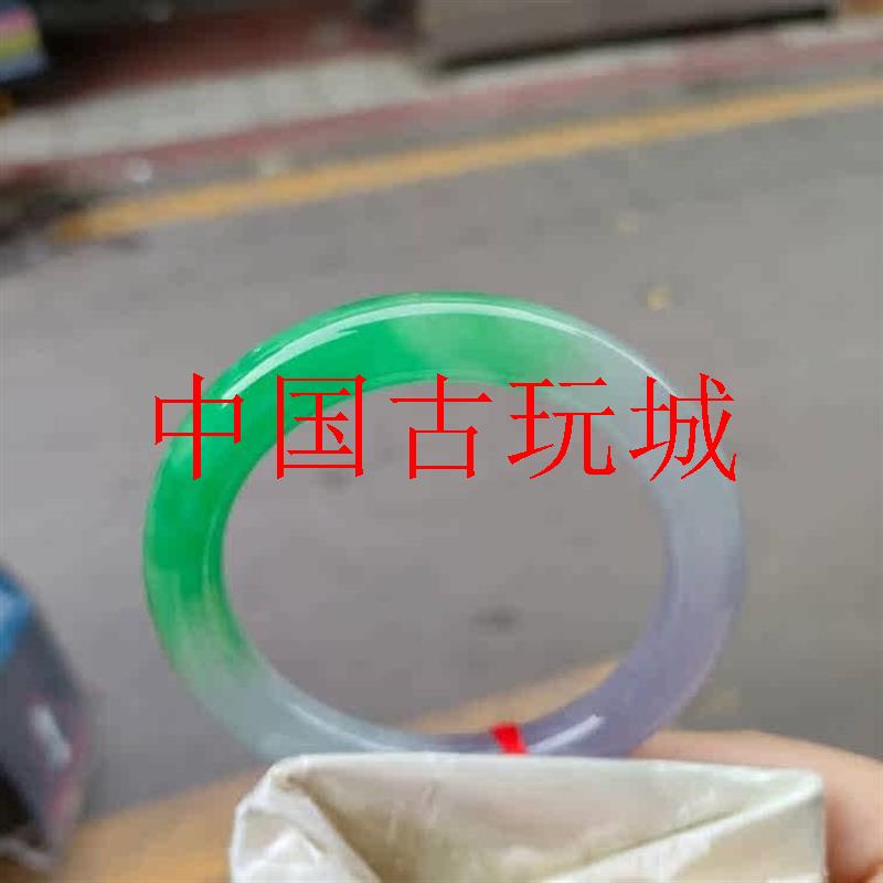 高品质源头缅甸处理翡翠色手镯冰糯种春带彩圆条翡翠玉石饰品送礼
