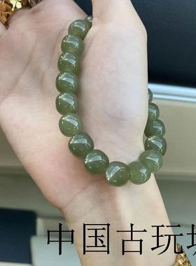 精选和田玉冰底湖水绿手链显白百搭高级感礼物老型珠单圈桶珠手串