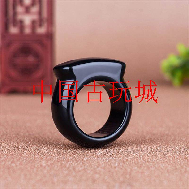 和田玉黑羊脂玉戒指女男同款马鞍形墨玉扳指玉指环时尚百搭送礼物
