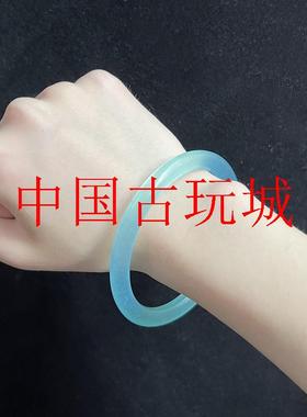 老矿料原石打磨冰种海蓝宝圆条