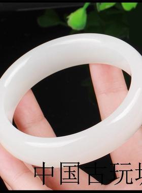 精选新疆和田白玉手镯羊脂玉女款玉石玉镯子首饰礼物送妈妈送老婆