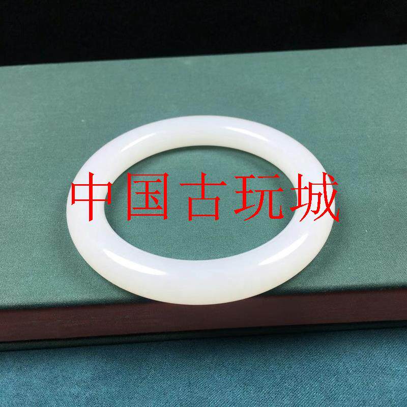 新疆正宗和田玉羊脂白玉胖圆条手镯粗圆条福镯女士玉镯子精品处理