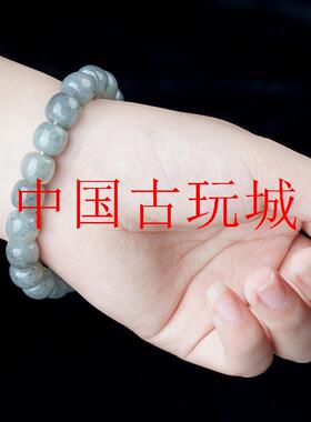 新疆和田玉青花点墨手串籽料老型珠桶珠男女款新中式国风单圈手链