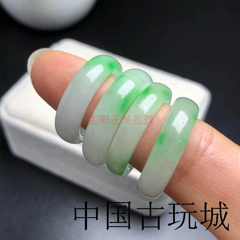 高端缅甸翡翠色冰糯种戒指飘绿戒