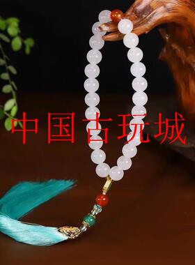 爆款新疆和田玉静心手持古风手串配汉服手链女款籽料羊脂白玉手链