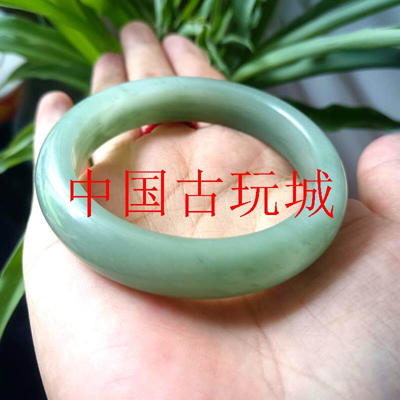精选鸭蛋青玉镯子冰雪翠金丝玉圆条款玉镯正圈冰种湖水绿百搭女款