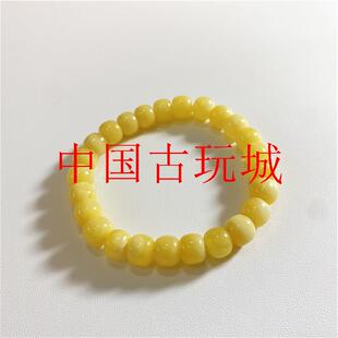 精品鸡油黄老型珠桶珠手链俄料蜜蜡男女款琥珀色手串手链饰品礼物