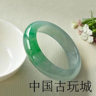 翡翠色手镯缅甸老坑冰糯种飘阳绿正圈贵妃镯椭圆形宽版飘花玉镯子