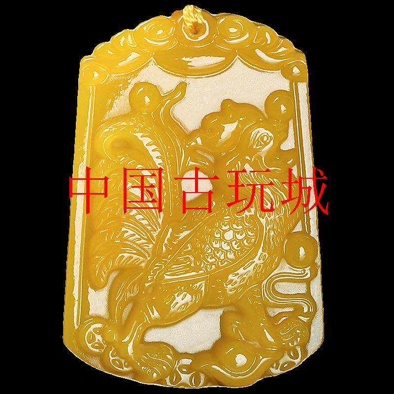 甲辰龙年钛岁化解黄龙玉生肖鸡吊坠辰酉鸡挂件化解龙狗牛羊兔项链