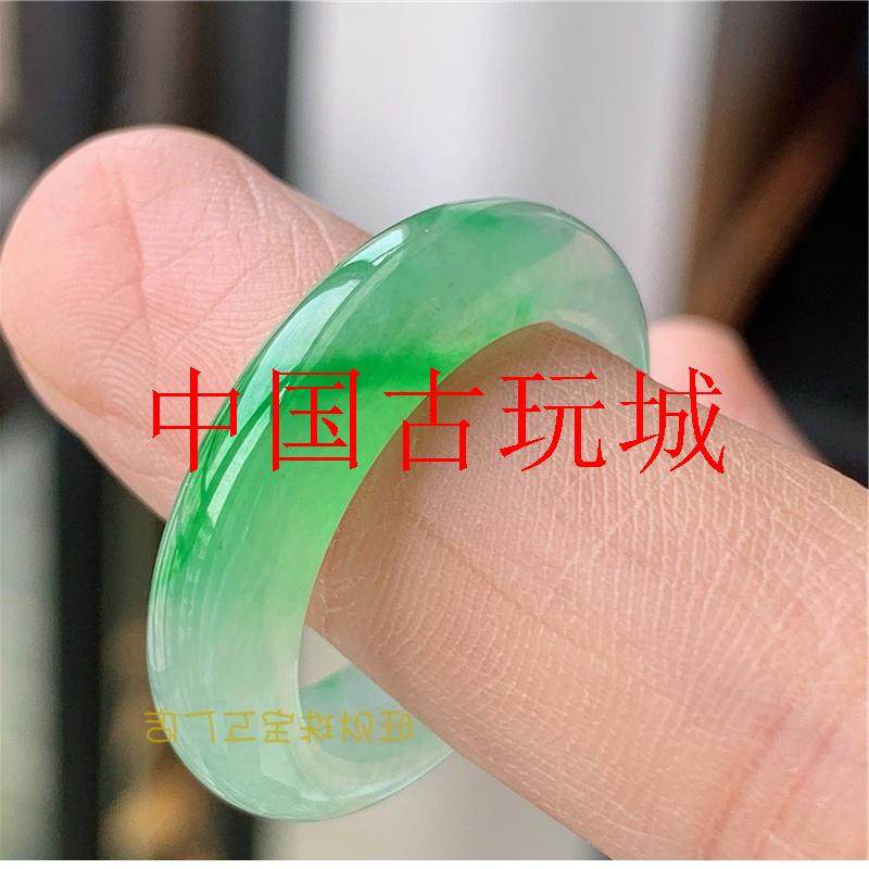 缅甸翡翠色冰种飘花阳绿新中式戒指戒圈男女款玉石高级感指环首饰
