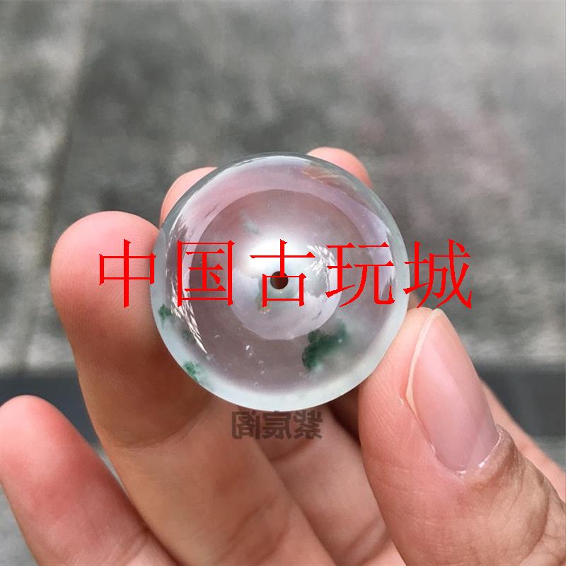 高冰种白冰飘阳绿花胶感平安扣