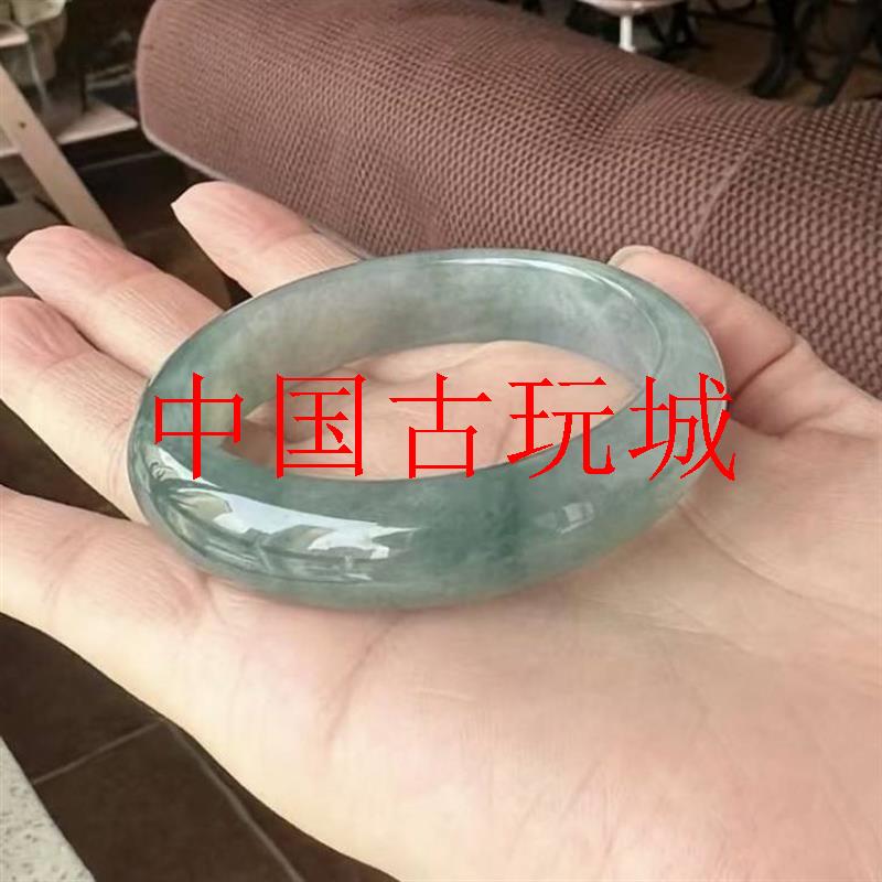 精选缅甸翡翠色手镯冰种油青飘花通透玉手镯冰透美人条百搭款玉镯