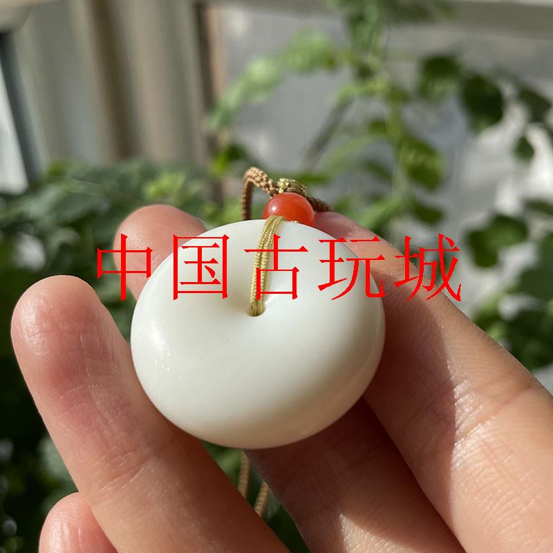 收藏级高脂糯羊脂白玉珍稀米达料平安扣玉吊坠百搭大平安扣子挂件