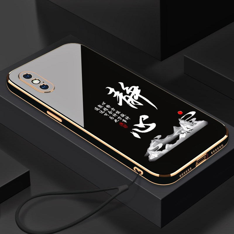 适用于苹果X手机壳静心直边电镀奢华软壳iPhoneXS精孔摄像头保护套防摔全包边潮牌个性简约创意高端手机软套
