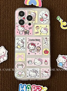 Mango酱原创可爱kitty猫手机壳适用于苹果16promax全包透明软壳iphone14/15华为mate60小米oppo