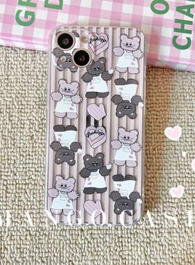 Mango酱ins小熊适用于苹果16手机壳iphone15promax透明13软14华为mate60小米oppo