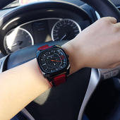 手表女复古情侣时尚 数字国产腕表方形大盘牛皮运动电子真皮手表女