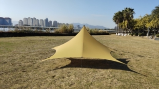 户外露营超轻天幕徒步登山遮阳防水速搭建易携40D涂硅格子布天幕