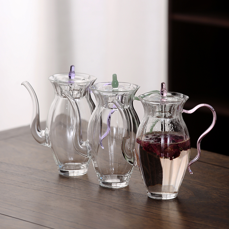 水仙玻璃壶贵妃壶玻璃大容量耐热鸭嘴壶煮茶花茶高硼硅凉水壶