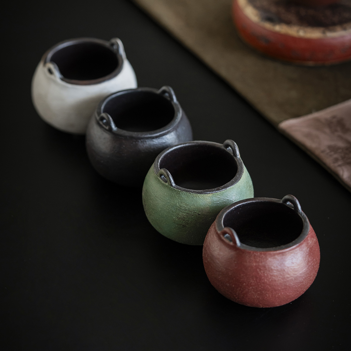 中式粉引无事小香炉香插