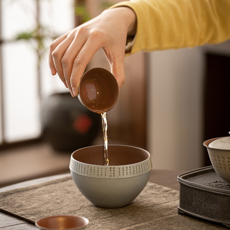 紫砂心经建水茶洗杯洗茶渣桶